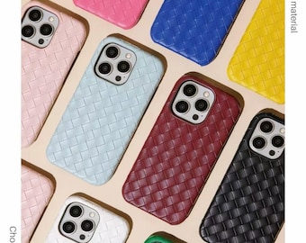 Woven Style Leather iPhone 17 16 15 14 13 12 11 Pro case iPhone 12 mini case iPhone XR case iPhone XS Max Case iPhone7/8Plus