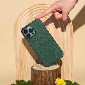 Custodia in vera pelle di ciottolo per iPhone 15 14 13 Pro / Custodia in pelle personalizzata per telefono / Custodia per telefono Samsung