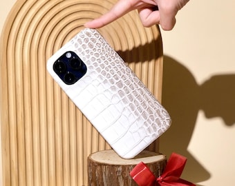 Crocodile Print leather iPhone 17 16 15 14 13 12 11 Pro case, iPhone 12 mini case, iPhone XR case, iPhone XS Max Case, Best for her