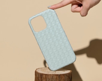 Fresh Light Green Flesh Weave Leather iPhone 15 14 13 12 11 Pro caso iPhone 12 mini caso iPhone XR caso iPhone XS Max Caso iPhone7/8Plus