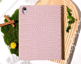 Creamy pink leather iPad case, iPad Pro 2022, iPad Air 5, Pro 2021, iPad 2020, iPad Air4, iPad mini5, iPad mini1-4, iPad 2019, iPad Air 1-3