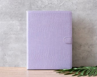 Creamy Purple crocodile print leather iPad case, iPad Pro 2022/2021, iPad Air 5,4,3,2,1, iPad 2022/2021/2020, iPad 2018/2017, iPad mini6,5,4