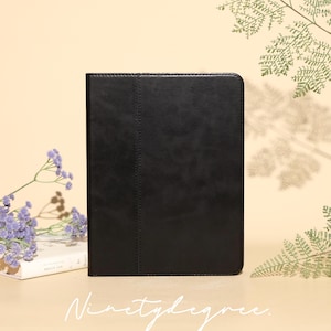 Black Genuine Leather iPad case | Ultra smooth Leather Cover | Case with pencil holder | iPad Pro 2025-24/2022-21 | iPad Air 2026-24