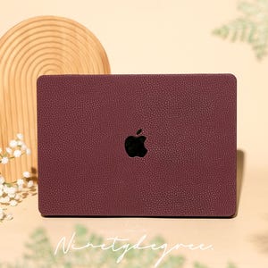 Burgundy Lychee-Like Texture MacBook Case | Vegan Leather Laptop Case | MacBook Pro/Air 12/13/14/15/16 | Cover for M1/M2/M3/M4/M5 2018-2026