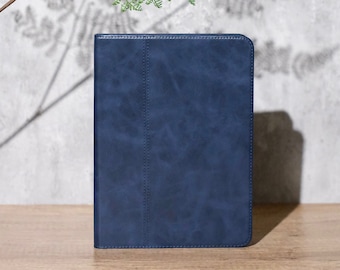 Blue Genuine Leather iPad case, iPad Pro 2022, 2021 case, iPad Air 5,4,3,2,1, iPad 2022, 2021, 2020, 2019, iPad mini6,5,4