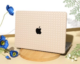 Woven Beige Leather iPad case | Boho Chic Shockproof MacBook Cover | MacBook Pro/Air 12/13/14/15/16 | Cover for M1/M2/M3/M4 2018-2023-2025