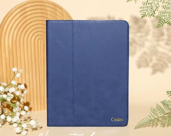 Blue Genuine Leather iPad case | Ultra smooth Leather Cover | Case with pencil holder | iPad Pro 2025-24\2022-21 | iPadAir 2026-24
