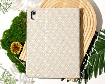 Light Beige Weave leather iPad Pro 2022/2021, iPad Air 5,4,3,2,1, iPad 2022/2021/2020/2019, iPad 2018/2017, iPad mini6,5,4