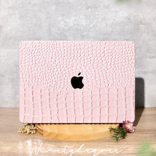 Funda con estampado de cocodrilo en color rosa cremoso para MacBook Air de 11'', MacBook de 12'', MacBook Air de 13'', MacBook Pro de 13'', MacBook Pro de 13''/15'', MacBook Pro de 16''