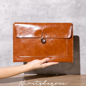 Dunkelbraune Leder iPad Tasche mit Stifthalter - 11/12.9 inch