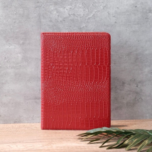 Velvet red crocodile print leather iPad Pro 2022/21, iPad case, iPad 2020, iPad mini1,2,3,4,5,6 iPad 2019, iPad Air 1,2,3,4,5 iPad 2017,2018