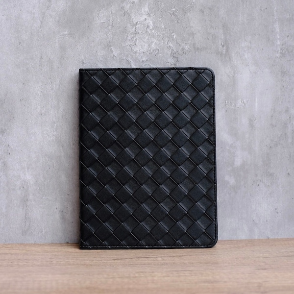 Black Weave leather iPad Pro 2022, iPad Air 5, Pro 2021 case, iPad 2020,2019 iPad mini4,5,6 iPad 2019, iPad Air 1,2,3,4 iPad 2017, 2018