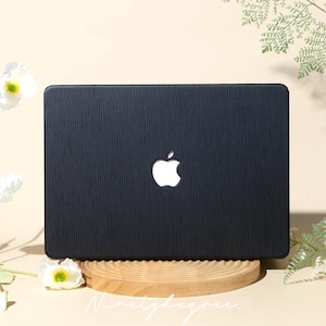 Black Vegan Leather MacBook Case: Chic Shockproof Cover
