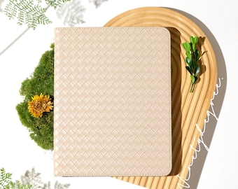 Woven Beige Leather iPad Case | Boho Chic Cover for iPad Pro/Air | iPad 10th Gen/Pro 11, 12.9 Gen | iPad Air 2020-2022-2026 | iPad mini