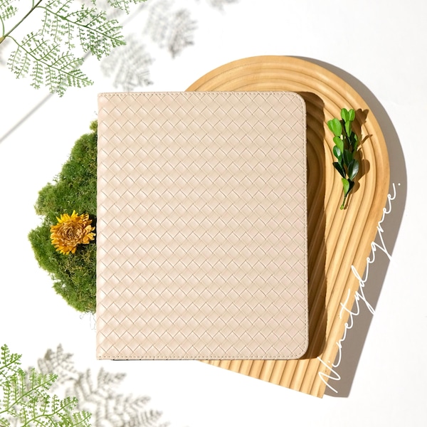 Funda de cuero beige tejido para iPad / Funda estilo boho chic para iPad Pro/Air / iPad de 10.ª generación/Pro 11, 12.9 generación / iPad Air 2020-2022-2026 / iPad mini