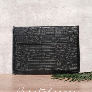 9.7～11インチiPad / 12～15インチMacBook / ポートフォリオケース / フォルダー / ファイルオーガナイザー用ハンドメイドクロコダイルプリントレザースリーブ