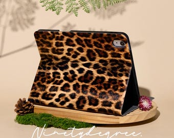 Custodia per iPad con stampa leopardata vegana / Custodia in similpelle Wild Chic per iPad Pro 11/Air 10.9 / Custodia antiurto / Custodia con portapenne