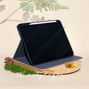 Creamy blue crocodile print leather iPad case, iPad Pro 2022/21, iPad Air 2026-24, iPad Air 5,4,3,2,1, iPad 2022-19,2018,2017, iPad mini6-4 image 6