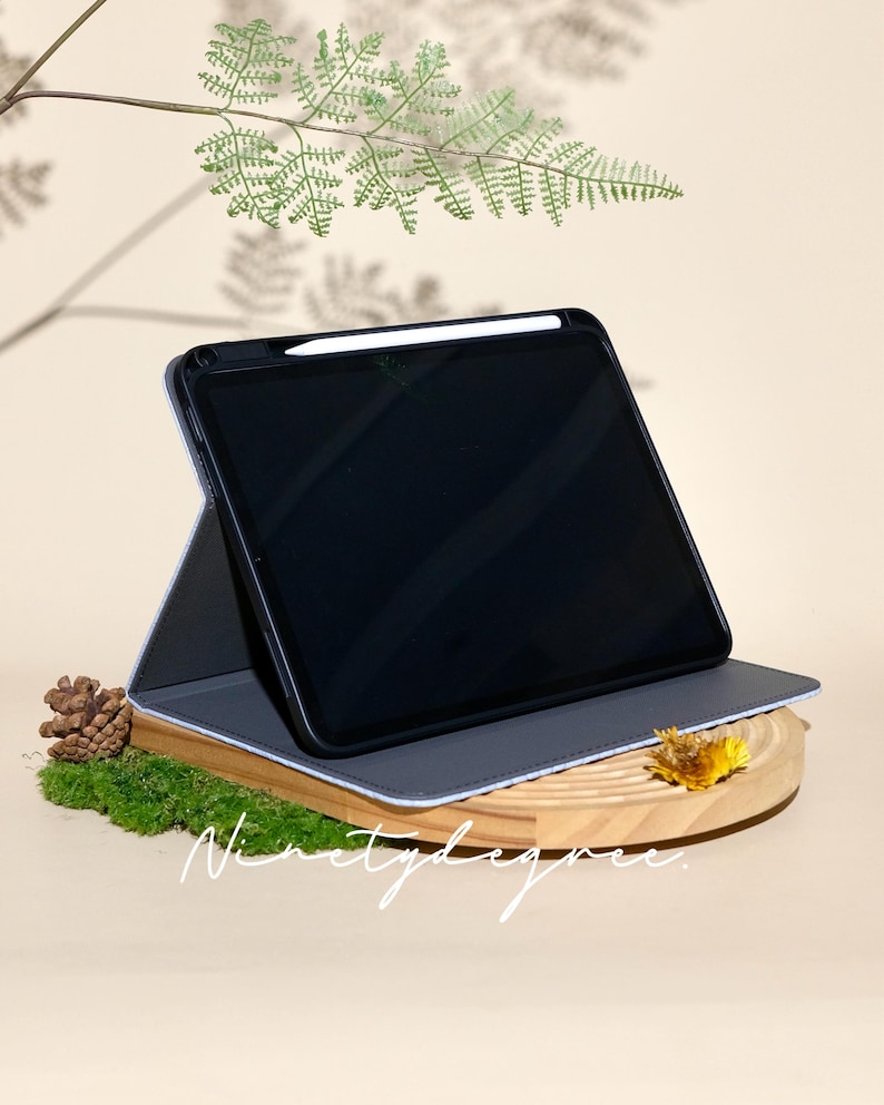 Creamy blue crocodile print leather iPad case, iPad Pro 2022/21, iPad Air 2026-24, iPad Air 5,4,3,2,1, iPad 2022-19,2018,2017, iPad mini6-4 image 6