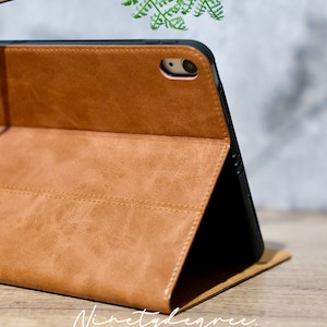 Étui pour iPad en cuir véritable marron clair, étui pour iPad Pro 2022, 2021, iPad Air 5,4,3,2,1, iPad 2022, 2021, 2020, 2019, iPad mini6,5,4 image 6