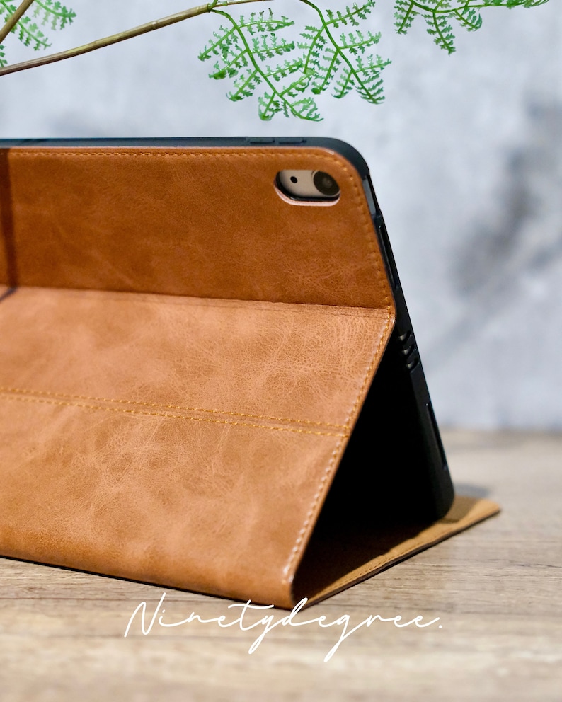 Étui pour iPad en cuir véritable marron clair, étui pour iPad Pro 2022, 2021, iPad Air 5,4,3,2,1, iPad 2022, 2021, 2020, 2019, iPad mini6,5,4 image 6