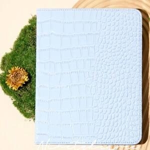 Creamy blue crocodile print leather iPad case, iPad Pro 2022/21, iPad Air 2026-24, iPad Air 5,4,3,2,1, iPad 2022-19,2018,2017, iPad mini6-4 image 7