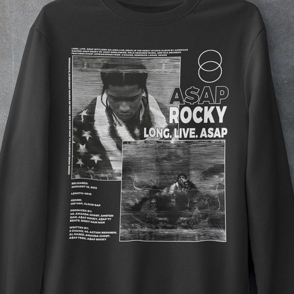 Vintage Bootleg Inspired Sweatshirt | Graphic Unisex Crewneck | Asap Rocky Sweatshirt, Aesthetic Pop Album SAP01