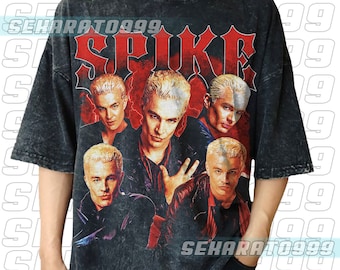 Vintage Wash William &quot;Spike&quot; Pratt T-shirt, Buffy Spike Sweatshirts 90s, Buffy Spike Hoodies, Spike Gifts, Buffy Spike WS22
