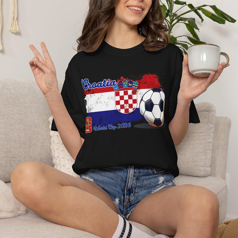 Croatia Soccer Fan Tee — Flag Crest Football Graphic Shirt image 3