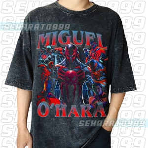 Miguel O&#39;Hara Spiderman Across The Spider-Verse Vintage Wash Shirt MO01