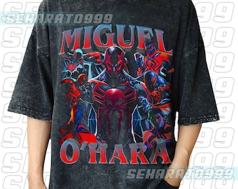 Camisa vintage lavada de Miguel O'Hara Spiderman Across The Spider-Verse MO01