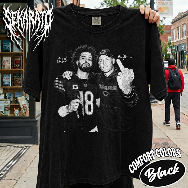 Caleb Williams-tröja, Ben Johnson Chicago fotbollströja, Comfort Colors marinblå t-shirt, Caleb Williams 18 vintage-tröja, rolig fotbollsfan-gåva bild 3