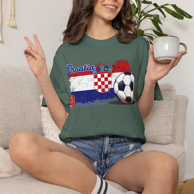 Croatia Soccer Fan Tee — Flag Crest Football Graphic Shirt image 1