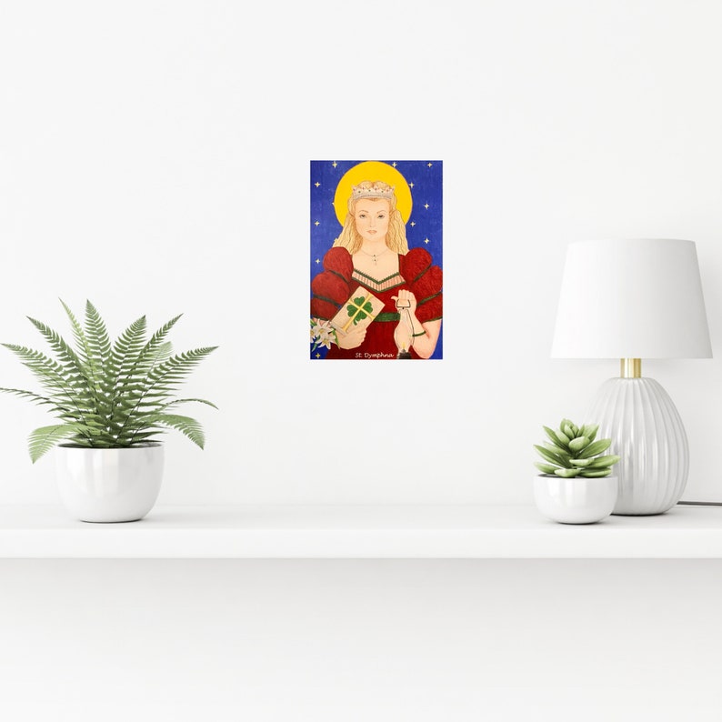 Saint Dymphna Art Print Gift of Patron Saint of Mental Illness, Depression, and Anxiety, Artwork