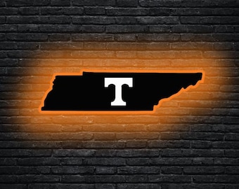 Letrero LED de madera de los Tennessee Volunteers, exhibición para sala de juegos, letrero deportivo de los Tennessee Volunteers, luz LED, decoración para estadio, cueva para fanáticos, arte universitario, jugador