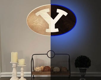 Letrero LED de madera de los BYU Cougars para decoración de pared de habitación, regalos de Brigham Young