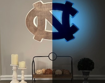 North Carolina Tarheels Wood LED Sign UNC Football Heels Gift for Man Cave