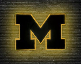 Michigan Wolverines Wood LED Sign Display for Man Cave Go Blue