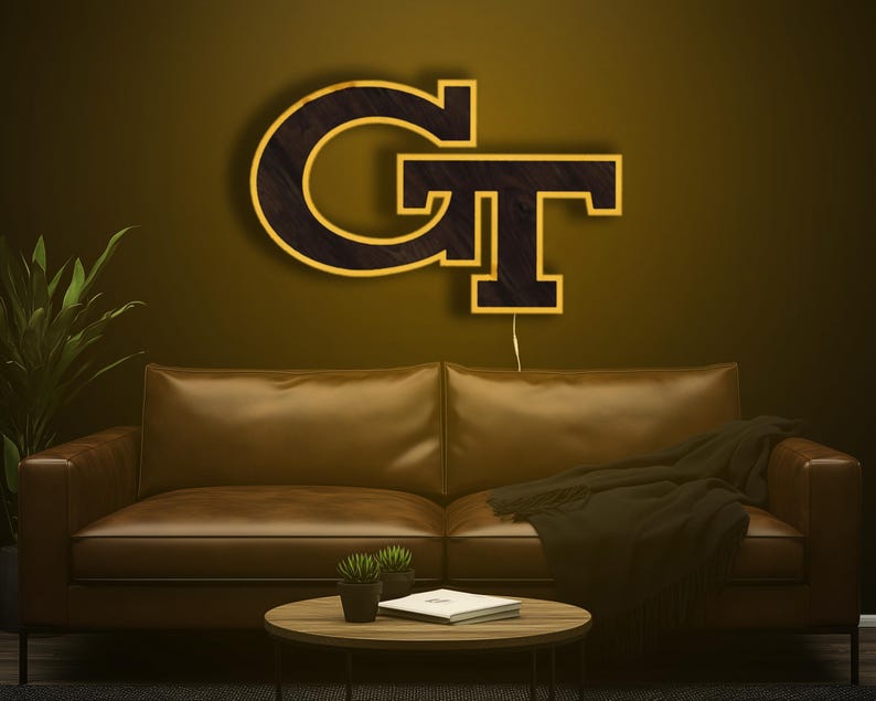 Georgia Tech Wood LED Sign Wall Art LED Light Color Room Decor Man Cave ...