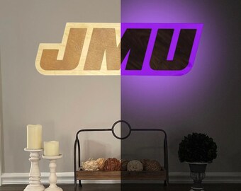 Letrero LED de madera de los Dukes de JMU, decoración de pared para el rincón del hombre