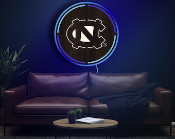 UNC Tarheels Inside Circle Wood LED Sign Wall Art Display Light Up Room Decor Piece Basketball Decoration Man Cave Wall Decor Fan Gift Heels
