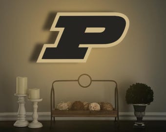 Purdue Boilermakers Wood LED Sign for Dorm Room Boiler Gift for Student Display College Logo Wall Art Home Office Decoration Piece Graduate