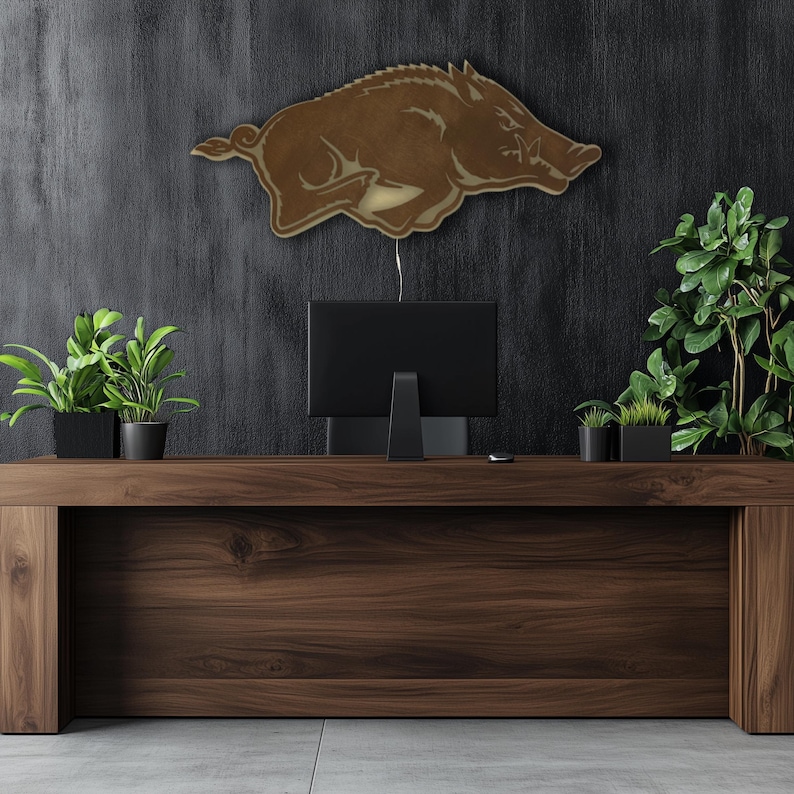 Large Wood Razorback Sign Arkansas Razorbacks Sign for Display Wood Art Wall Game Room Accent ...