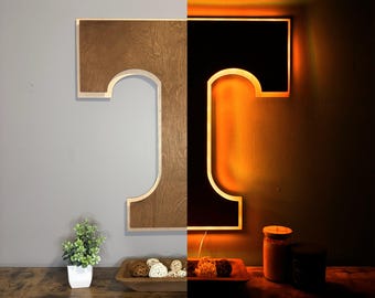 Letrero LED de madera de los Tennessee Volunteers, Power T, decoración para la cueva del hombre