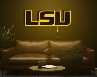 Letrero LED de madera de LSU Tigers para decoración de sala de juegos, exhibición de fútbol, letrero deportivo de neón LED para el hogar, decoración de tigres, exhibición de madera para sala de juegos