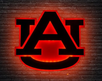 Auburn LED Sign Auburn Tigers Wall Art Auburn Univ Dorm Decor Auburn Gifts Auburn Football LED Neon Sign Auburn Basketball Gift Wood LED