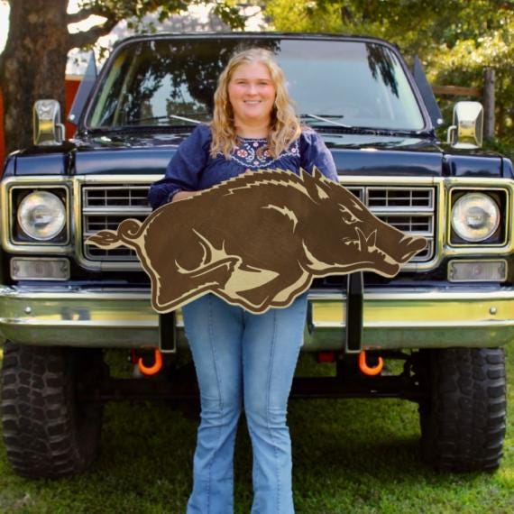 Wood Razorback Sign Arkansas Razorbacks Sign for Display Wood Art Wall Game Room Accent ...