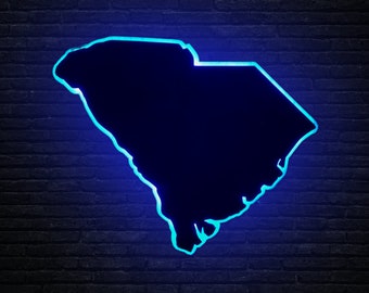 Letrero LED de madera del estado de Carolina del Sur Arte de pared de Carolina del Sur Decoración del hogar de Carolina del Sur Mapa de regalos de Carolina del Sur Letrero de neón LED de Carolina del Sur