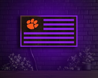 HomDeo Targa In Metallo Retrò 20,3x30,5 Cm | Scritta 'Clemson Tigers Reserved Basement' | Decorazione Da Parete Per Garage, Bar, Taverna