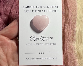 Rose Quartz Crystal Heart Keepsake for Miscarriage - Baby Loss Sympathy Gift